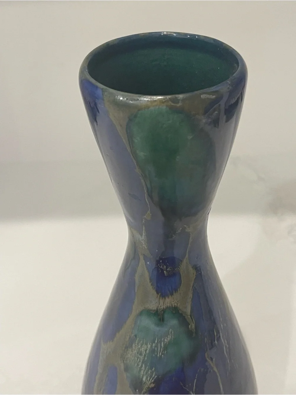 Signed “Monterey Jade” Art pottery 11.5” Tall vase. MCM